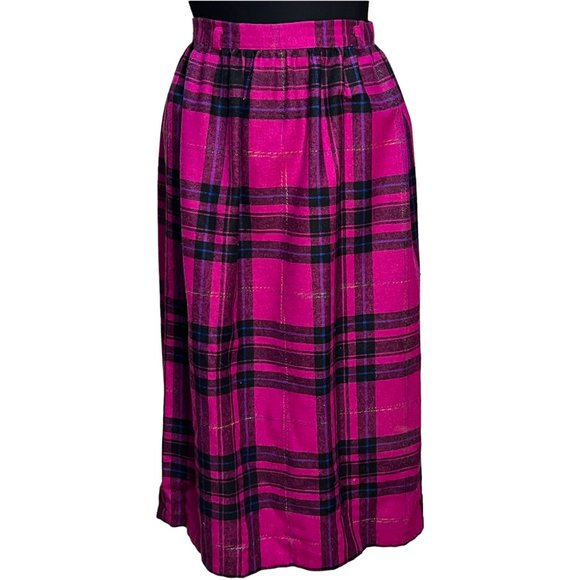 Vintage hot pink and black wool skirt - Picture 1 of 5